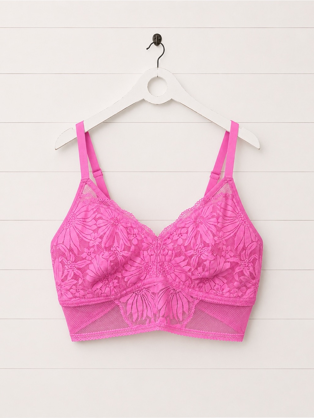 NWT aerie Floral Lace Longline Bralette in Hot Pink